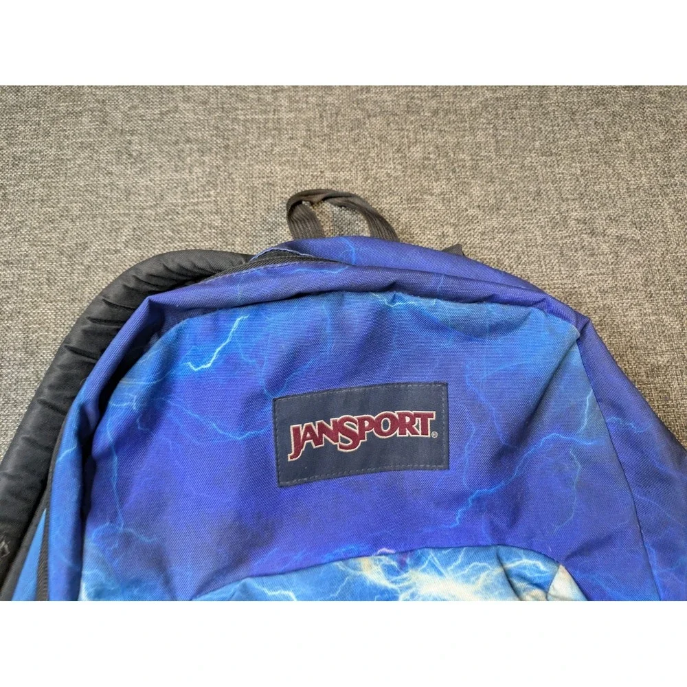 Jansport Blue Lightning Strike Canvas  Backpack Throwback School Book Bag Laptop